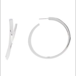 ALLSAINTS Sculptural Bypass Hoop Earrings silver